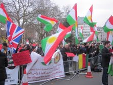 Kurds demonstrated at Downing St against Turkish offensive on Ras al-Ain